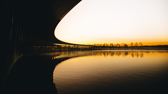 McLaren Center Exterior at Sunset