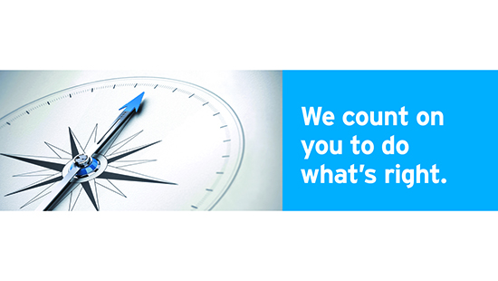 We count on you to do what's right. Ecolab Code of Conduct tagline.