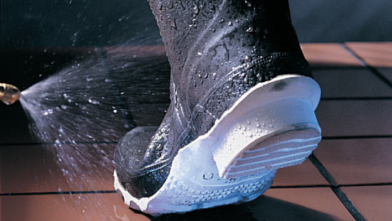 Rubber boot on a manufacturing floor