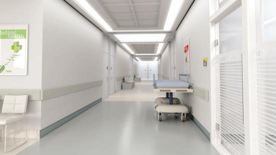 Clean and Disinfected Hallway of a Hospital