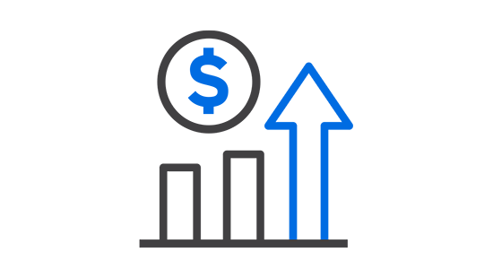 Chart with arrows and a $ sign