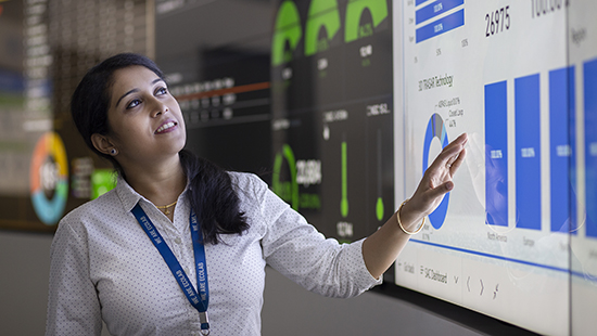 Man examining map graphic