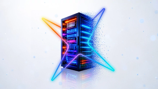 Stylized image of a data center rack