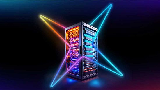 Data Center tower with a rainbow Ecolab spark