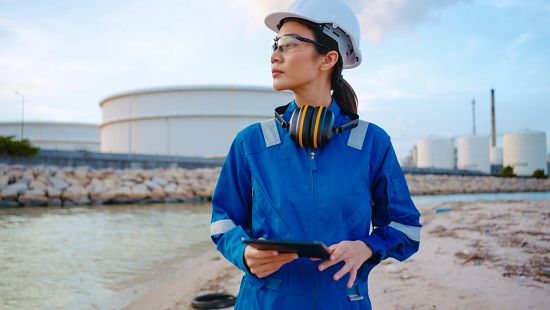 female engineer at an oil and gas plant