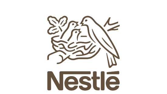 Nestlé logo showing a bird feeding chicks in a nest above the Nestlé wordmark.